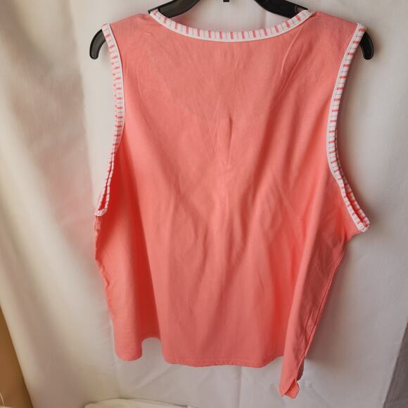 NWT Carole Hochman 2-Piece Pajama Set Coral Pink Base Intricate White Women 2X - Picture 7 of 13